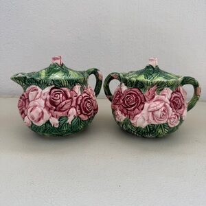 Vintage The Haldon Group ROSE Sugar & Creamer Set 1987